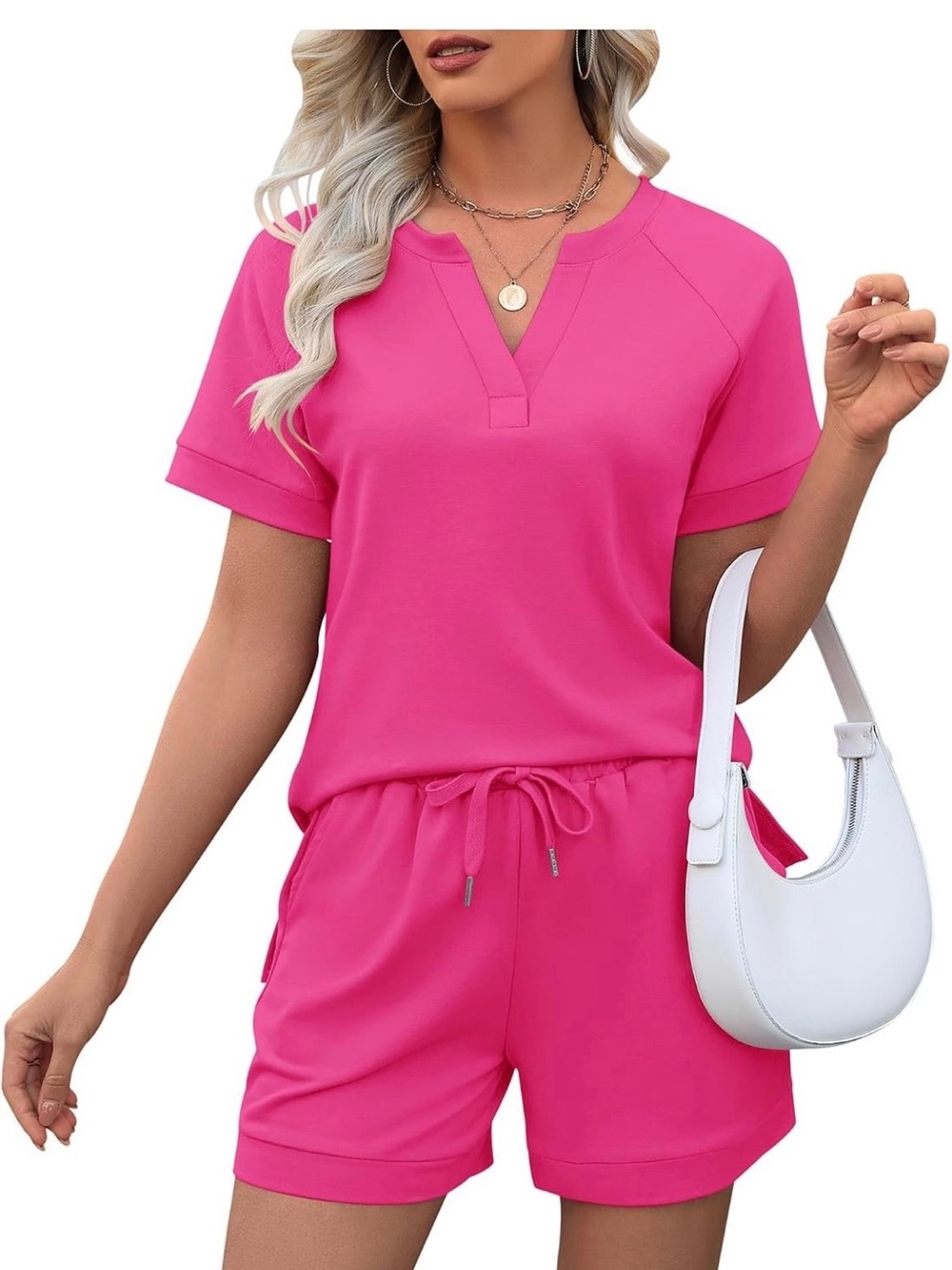 Amazon Hot Pink Two-Piece Casual Short Set NWOT